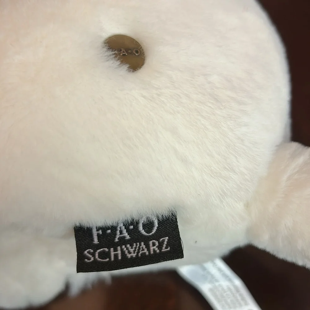 FAO Schwarz Plush Poodle White Stuffed Dog Animal Toy Approx‎ 12in